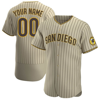 Custom Men's Authentic San Diego Padres Tan/Brown Alternate Jersey