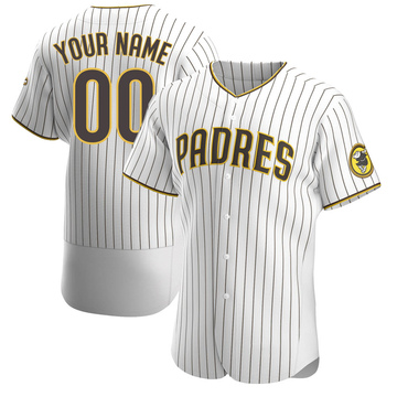 Custom Men's Authentic San Diego Padres White/Brown Home Jersey