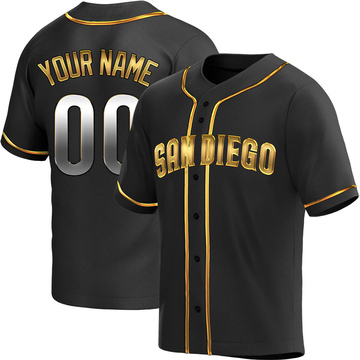 Custom Men's Replica San Diego Padres Black Golden Alternate Jersey