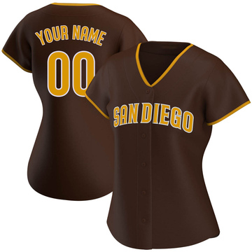 Custom Women's Authentic San Diego Padres Brown Road Jersey