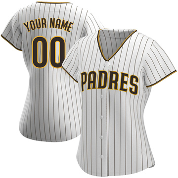 Custom Women's Authentic San Diego Padres White/Brown Home Jersey