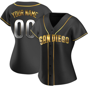 Custom Women's Replica San Diego Padres Black Golden Alternate Jersey