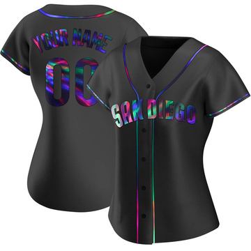 Custom Women's Replica San Diego Padres Black Holographic Alternate Jersey