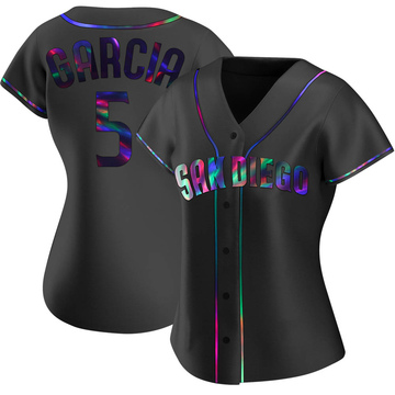 Greg Garcia Women's Replica San Diego Padres Black Holographic Alternate Jersey