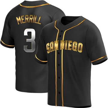Jackson Merrill Men's Replica San Diego Padres Black Golden Alternate Jersey