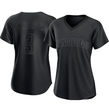 Jackson Merrill Women's Authentic San Diego Padres Black Pitch Fashion Jersey