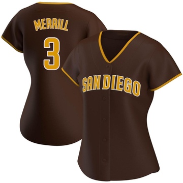 Jackson Merrill Women's Authentic San Diego Padres Brown Road Jersey