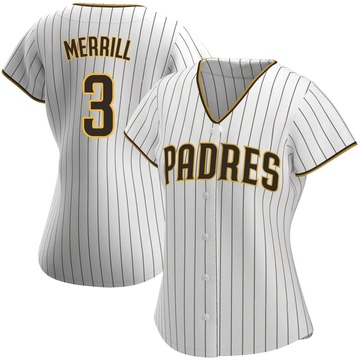 Jackson Merrill Women's Authentic San Diego Padres White/Brown Home Jersey