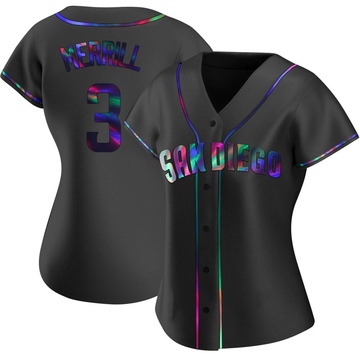 Jackson Merrill Women's Replica San Diego Padres Black Holographic Alternate Jersey