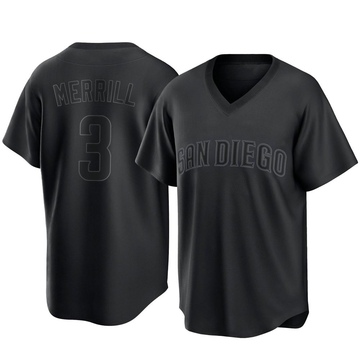 Jackson Merrill Youth Replica San Diego Padres Black Pitch Fashion Jersey