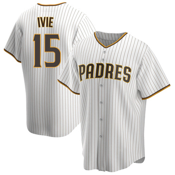 Mike Ivie Men's Replica San Diego Padres White/Brown Home Jersey