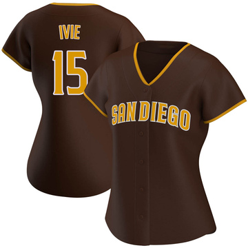 Mike Ivie Women's Authentic San Diego Padres Brown Road Jersey