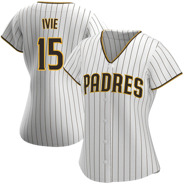 Mike Ivie Women's Authentic San Diego Padres White/Brown Home Jersey